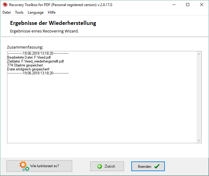 pdf-Wiederherstellung