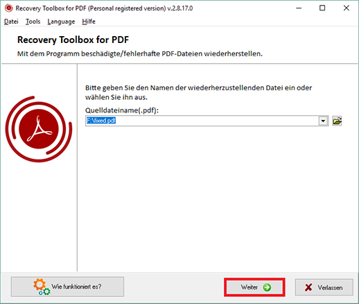pdf datei reparieren