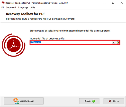 ripara il file Adobe danneggiato